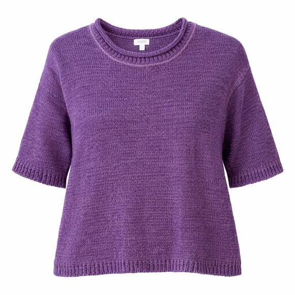 Oddi Sweaters - ODDI Purple Short Sleeve Knit Sweater Crew Neck Boxy Fit IT15379P Womens 2XL/3XL
